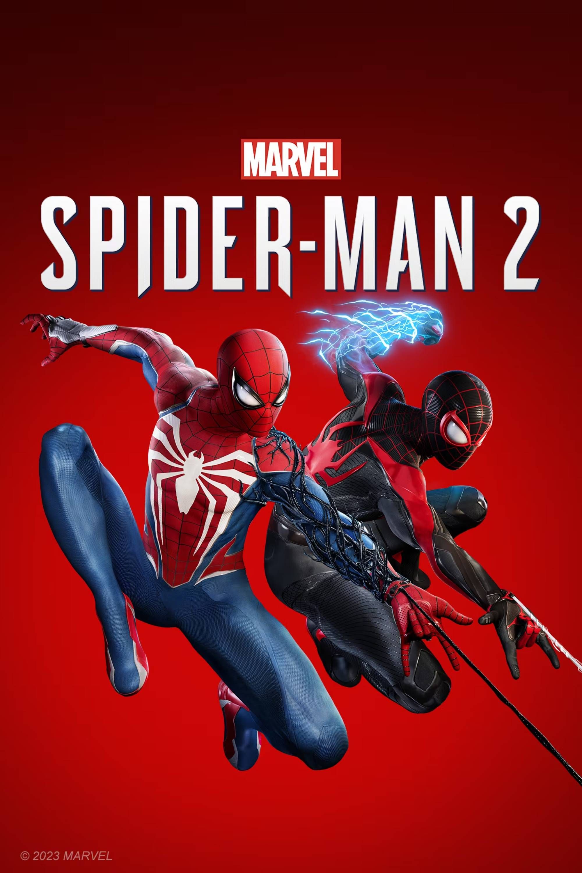 Marvel's Spider-Man 2 cover art featuring Peter Parker and Miles Morales