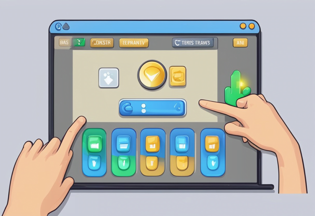 A hand moves cursor to game window, clicks minimize button