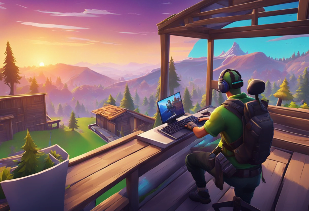 Players build and shoot in Fortnite. Use keyboard and mouse on PC, or controller on PS4. Explore and survive to win